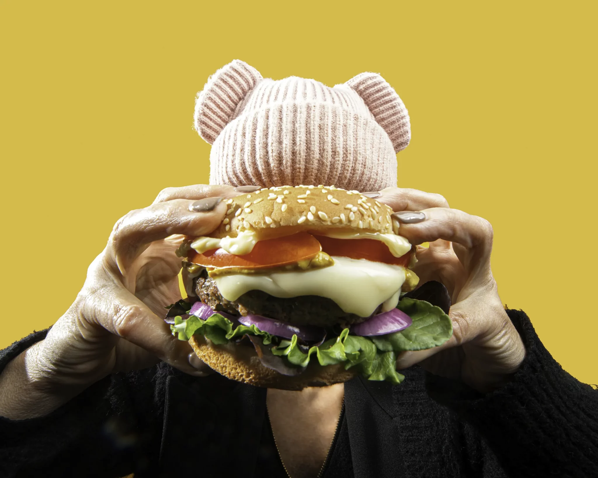 immagine stile pop di hamburger per locale - studio fotografico per aziende