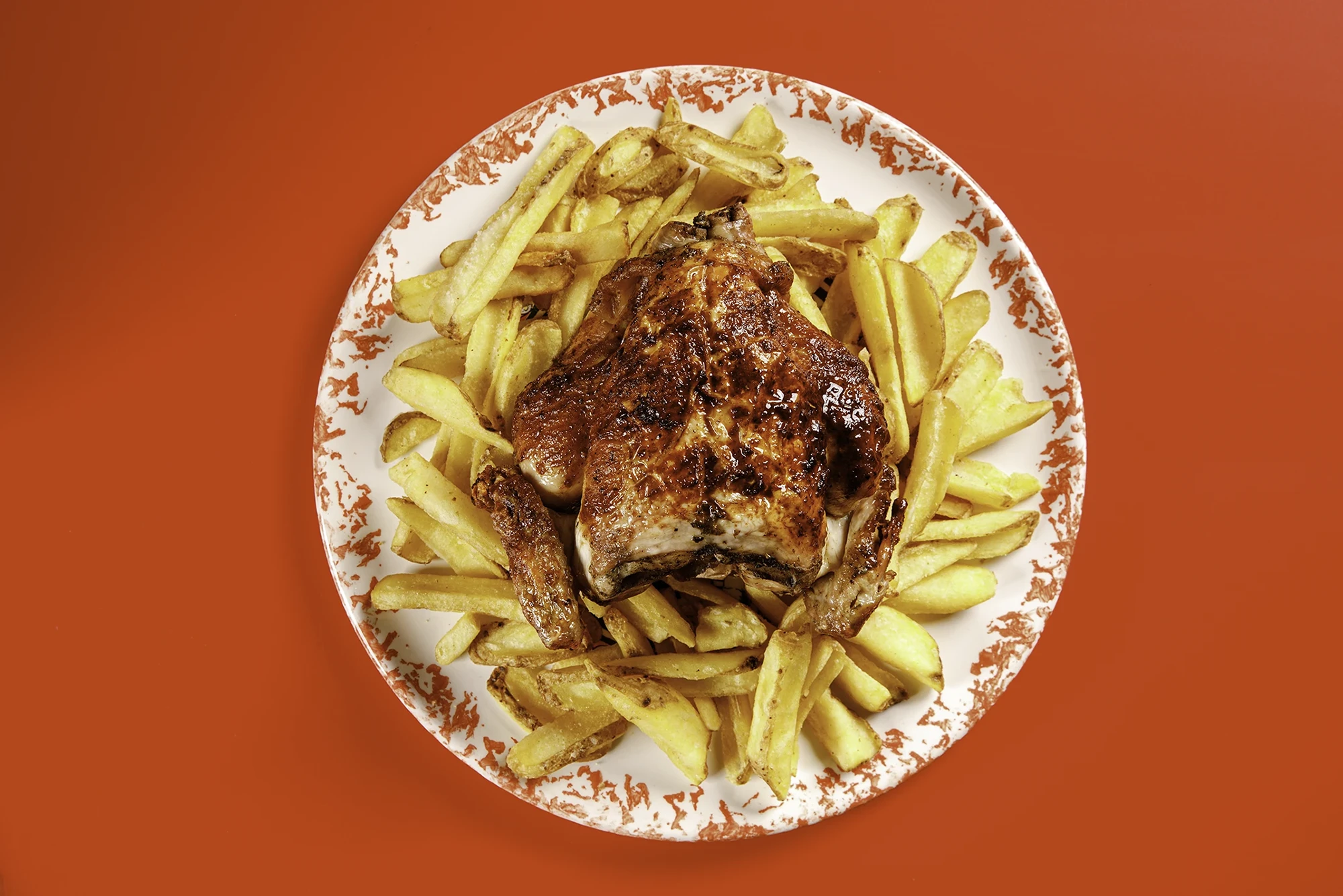 Immagine pop pollo arrosto con patate, immagine realizzata come progetto personale per esempio pubblicitario di foto di food